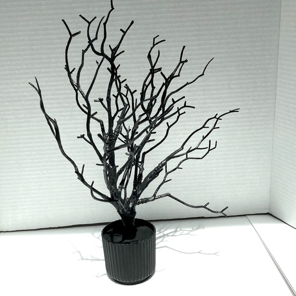 Gothic Black Jewelry Holder Tree in Flower Pot Decor Centerpiece 14 in Tall - Picture 1 of 8